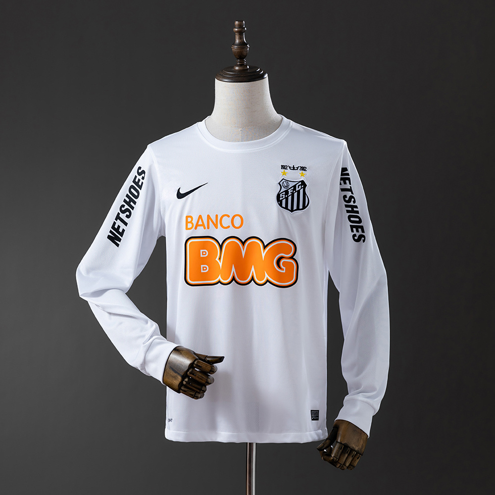 Retro Long Sleeve Santos 11-12 Home S-XXL