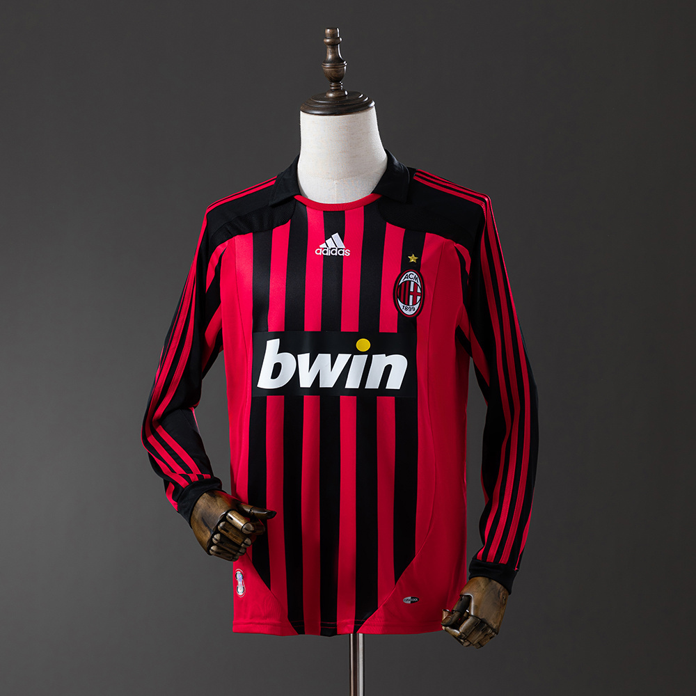 Retro Long Sleeve AC Milan 07-08 Home S-XXL