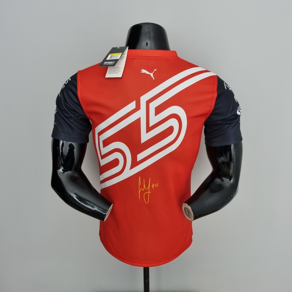 2022 F1 Formula One; Ferrari racing suit crew neck red 55 S-5XL