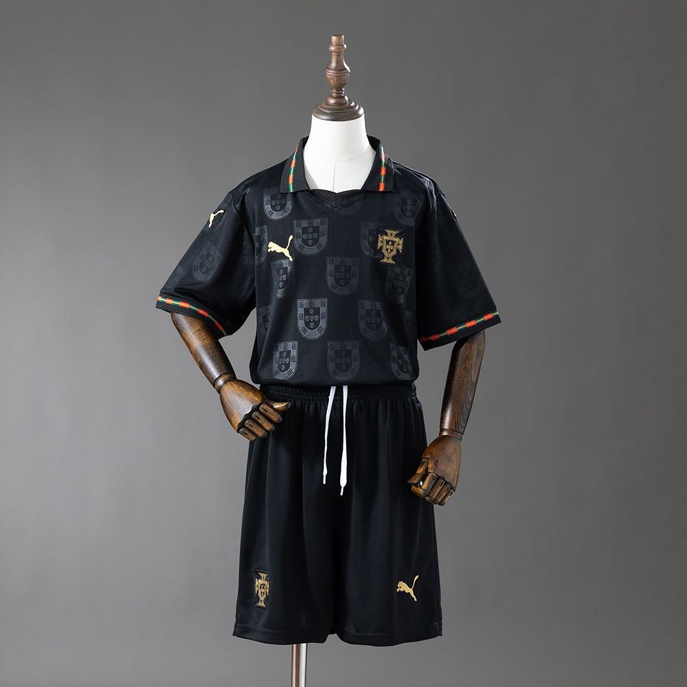 Portugal 2026 Black Kids Kit Jersey Size 16-28