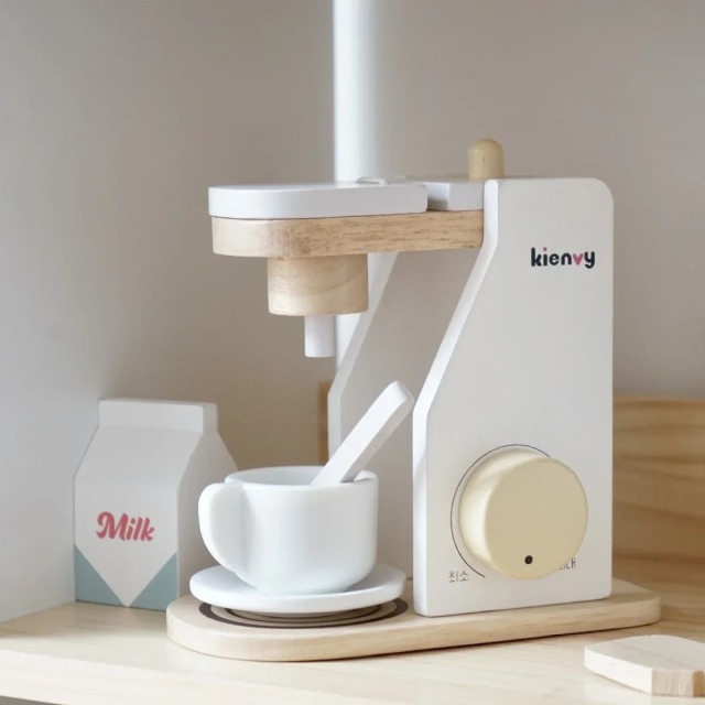 Ponyobaby Wooden Kitchen Pretend Play Toy Simulation Wooden Coffee machine Toaster Machine Food Mixer Baby Early Learning Educational Toys