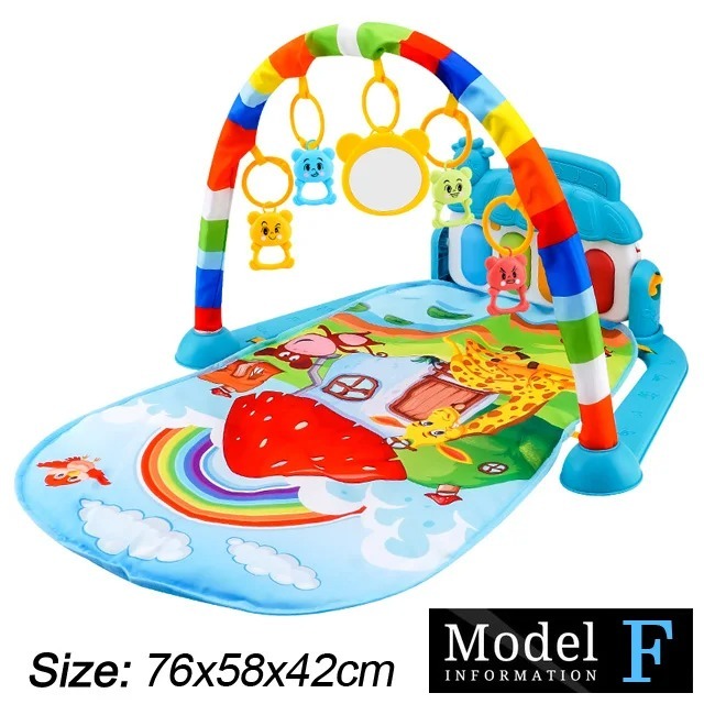 Ponyobaby Baby Fitness Stand Music Play Gym Activity Toys Newborn Piano Crawling Blanket Pedal Game Pad Early Education 0-36 Months Gifts