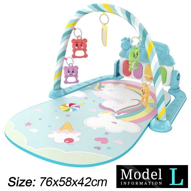 Ponyobaby Baby Fitness Stand Music Play Gym Activity Toys Newborn Piano Crawling Blanket Pedal Game Pad Early Education 0-36 Months Gifts