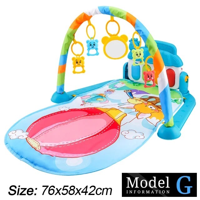 Ponyobaby Baby Fitness Stand Music Play Gym Activity Toys Newborn Piano Crawling Blanket Pedal Game Pad Early Education 0-36 Months Gifts