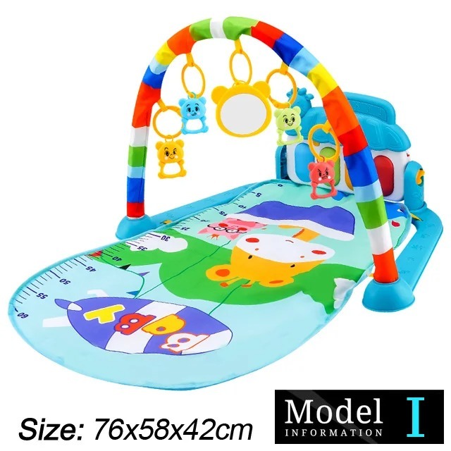 Ponyobaby Baby Fitness Stand Music Play Gym Activity Toys Newborn Piano Crawling Blanket Pedal Game Pad Early Education 0-36 Months Gifts