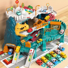 Ponyobaby Boys Dinosaur Race Track Playset - Dinosaur Rolling Hill Car Track Cars Ramp Track Toys Toys Mountain Track, Mini Cars For Kids