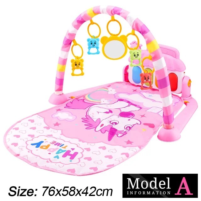 Ponyobaby Baby Fitness Stand Music Play Gym Activity Toys Newborn Piano Crawling Blanket Pedal Game Pad Early Education 0-36 Months Gifts