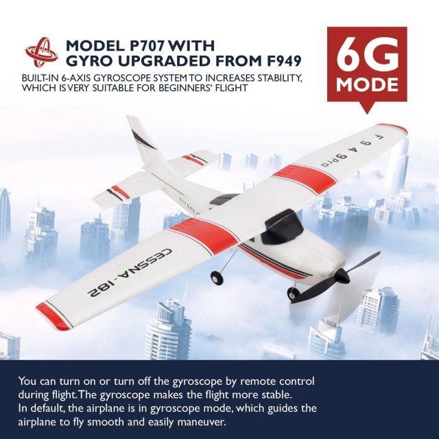 Ponyobaby WLtoys F949 2.4G 3D6G 3Ch RC Airplane Fixed Wing Plane Outdoor Toys Drone RTF Upgrade Version Digital Servo F949S With Gyroscope