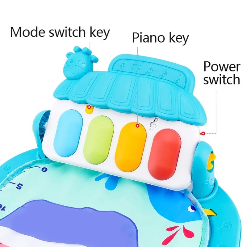 Ponyobaby Baby Fitness Stand Music Play Gym Activity Toys Newborn Piano Crawling Blanket Pedal Game Pad Early Education 0-36 Months Gifts