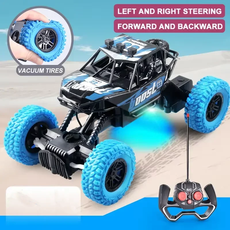 Ponyobaby Wireless Lithium Battery RC Car Flashing Lights Off-Road Climbing Car Children's Remote Control Car Boys Rechargeable Toys Gifts
