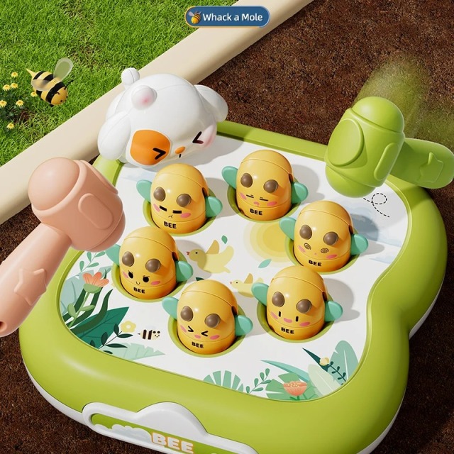 Ponyobaby Baby Mole Hammer Whack Toy Kids Cute Animal Hand Percussion Sound Educational Sensory Develop Toys for 3 Year Children Gifts