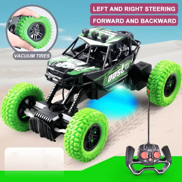 Ponyobaby Wireless Lithium Battery RC Car Flashing Lights Off-Road Climbing Car Children's Remote Control Car Boys Rechargeable Toys Gifts