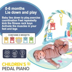 Ponyobaby Baby Fitness Stand Music Play Gym Activity Toys Newborn Piano Crawling Blanket Pedal Game Pad Early Education 0-36 Months Gifts