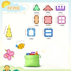 Ponyobaby Magnetic Tiles Kids Toys for 3+ Year Old Boys & Girls, STEM Building Blocks Toys & Games, Sensory Toys for Toddlers, 3 4 5 6 7 8