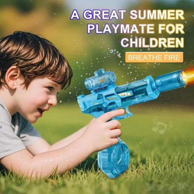Ponyobaby Led Light Emitting Electric Water Gun Toys Children Automatic Sensor Lights Water Pistol Summer Outdoor Beach Pool Toy for Kids