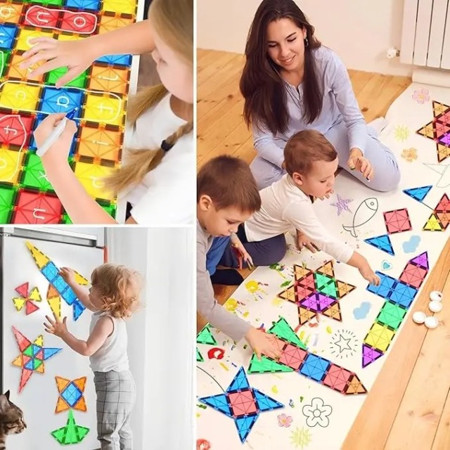 Ponyobaby Magnetic Tiles Kids Toys for 3+ Year Old Boys & Girls, STEM Building Blocks Toys & Games, Sensory Toys for Toddlers, 3 4 5 6 7 8