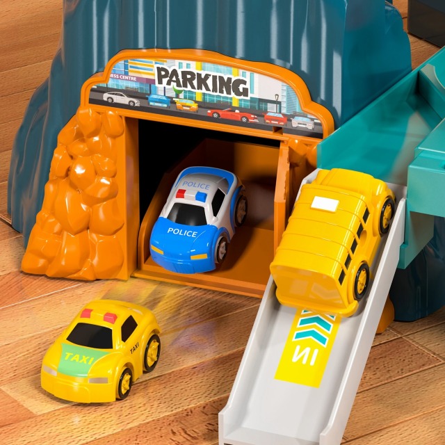 Ponyobaby Boys Dinosaur Race Track Playset - Dinosaur Rolling Hill Car Track Cars Ramp Track Toys Toys Mountain Track, Mini Cars For Kids