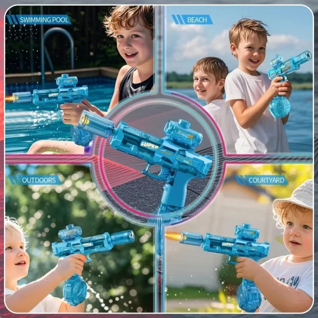 Ponyobaby Led Light Emitting Electric Water Gun Toys Children Automatic Sensor Lights Water Pistol Summer Outdoor Beach Pool Toy for Kids