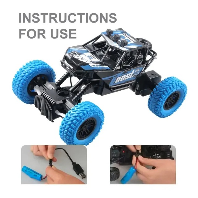 Ponyobaby Wireless Lithium Battery RC Car Flashing Lights Off-Road Climbing Car Children's Remote Control Car Boys Rechargeable Toys Gifts