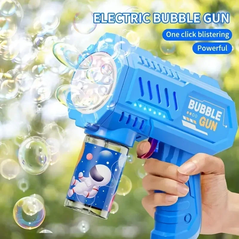 Ponyobaby 10 Holes Children Electric Bubble Gun Rocket Soap Automatic Bubble Machine Bubbles Gun Kids Summer Outdoor Bubble Blowing Toys