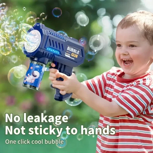 Ponyobaby 10 Holes Children Electric Bubble Gun Rocket Soap Automatic Bubble Machine Bubbles Gun Kids Summer Outdoor Bubble Blowing Toys