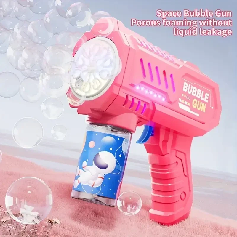 Ponyobaby 10 Holes Children Electric Bubble Gun Rocket Soap Automatic Bubble Machine Bubbles Gun Kids Summer Outdoor Bubble Blowing Toys