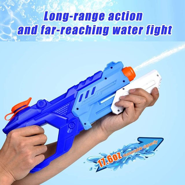 Ponyobaby Quanquer 3 Pack Water Guns for Kids Adults - 600CC Squirt Water Toy Gun Super Blaster Soaker Long Range High Capacity Swimming Pool Beach Outdoor Fighting Toy for Boys Girls (Blue)