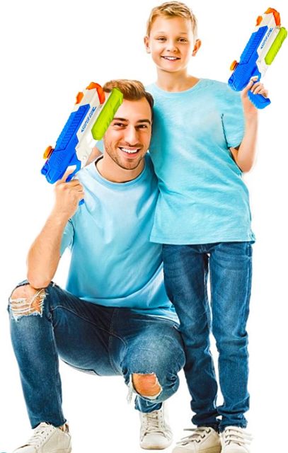 Ponyobaby  Water Guns for Kids - Summer Soaker Squirt Guns, 400CC/40ft for 3 Years Old and up Boys Girls Adults - 2 Pack Outdoor Toy for Swimming Pool Yard Lawn Beach