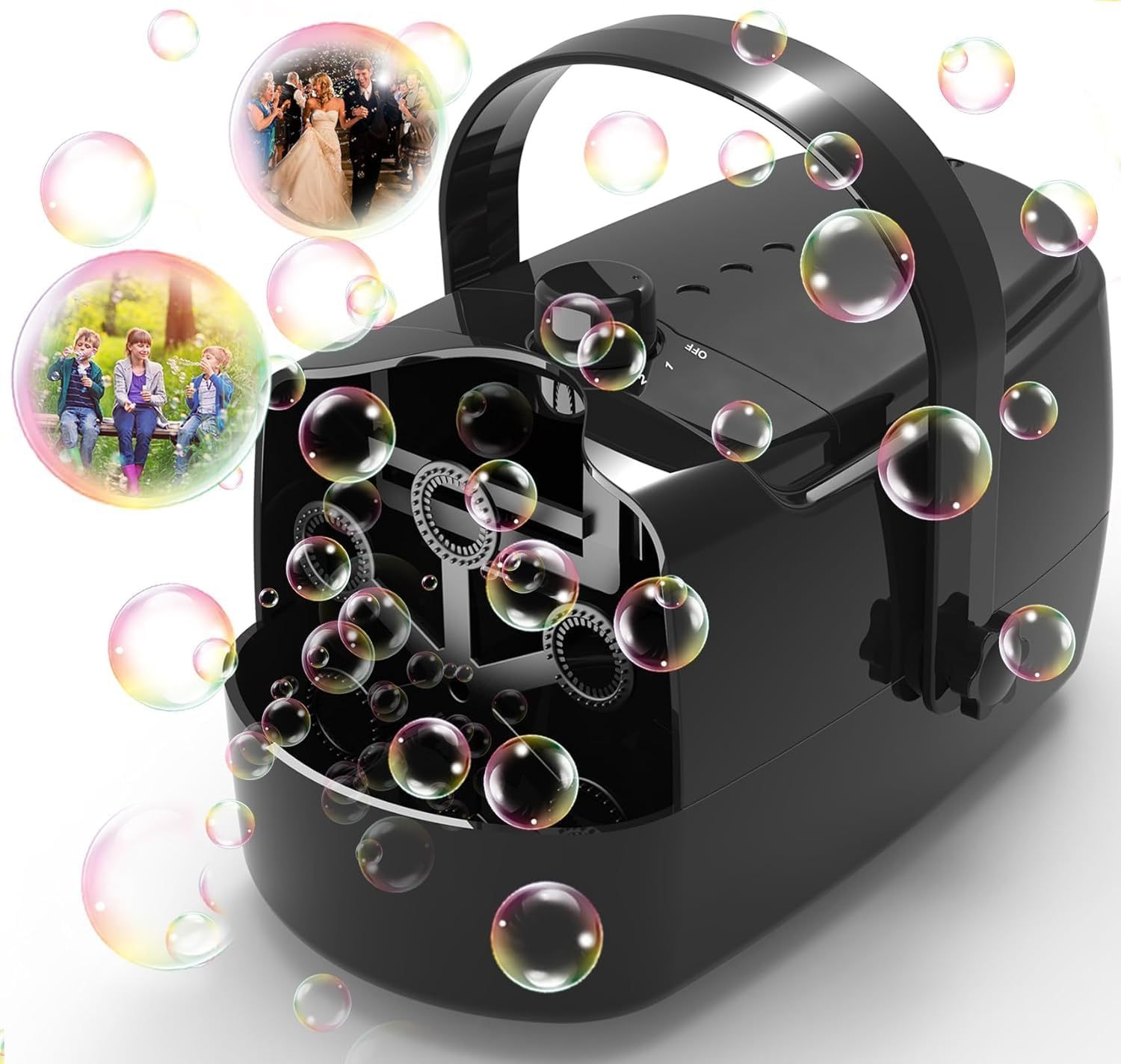 Ponyobaby Bubble Machine Durable Automatic Bubble Blower, 18000+ Big Bubbles Per Minute Bubbles for Kids Toddlers Bubble Maker Operated by Plugin or Batteries Bubble Toys for Indoor Outdoor Birthday Party