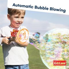 Ponyobaby Dino Bubble Blower - Super Fun Handheld Bubble Blower Gun - Dinosaur Toy for Kids, Toddlers - Bubble Machine Turns into a Fan - for Parties, Easter Baskets, and Bathtime Fun - Ages 4-8
