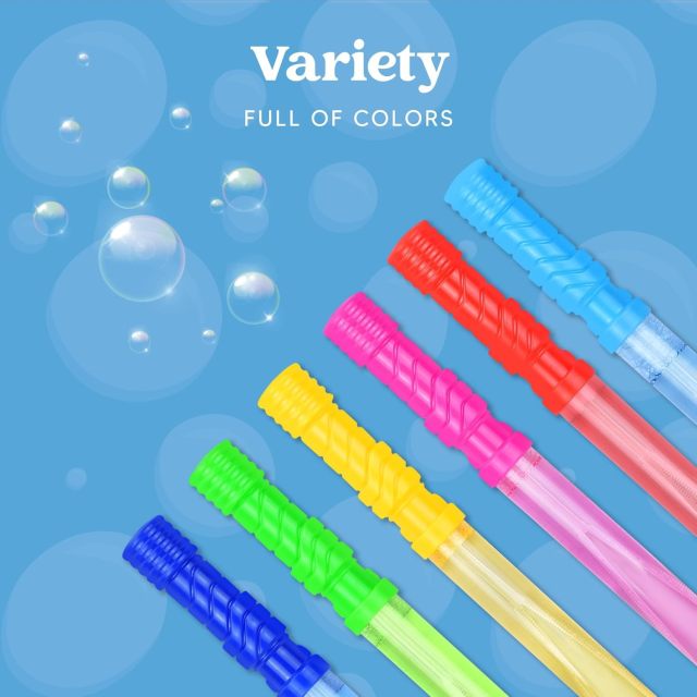 Ponyobaby Big Bubble Wands for Kids, 6 PCS Bubble Wand with Refill Solution for Summer Toy Party Favor, Outdoors Toy Activity, Easter Basket Stuffers, Birthday Gift