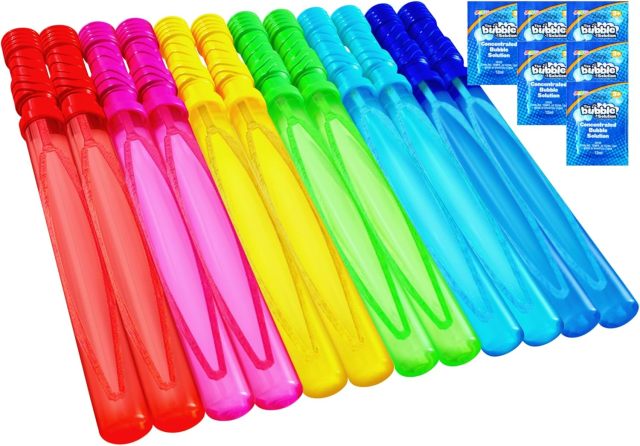 Ponyobaby Big Bubble Wands for Kids, 6 PCS Bubble Wand with Refill Solution for Summer Toy Party Favor, Outdoors Toy Activity, Easter Basket Stuffers, Birthday Gift