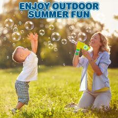 Ponyobaby Bubble Blaster Gun Set of 3 (No Batteries Needed) Includes LED Bubbles Guns and 6 Bottles Fluid, Outdoor, Indoor Fun Gift Idea, Summer Party Favors