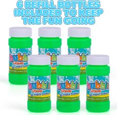 Ponyobaby Bubble Blaster Gun Set of 3 (No Batteries Needed) Includes LED Bubbles Guns and 6 Bottles Fluid, Outdoor, Indoor Fun Gift Idea, Summer Party Favors