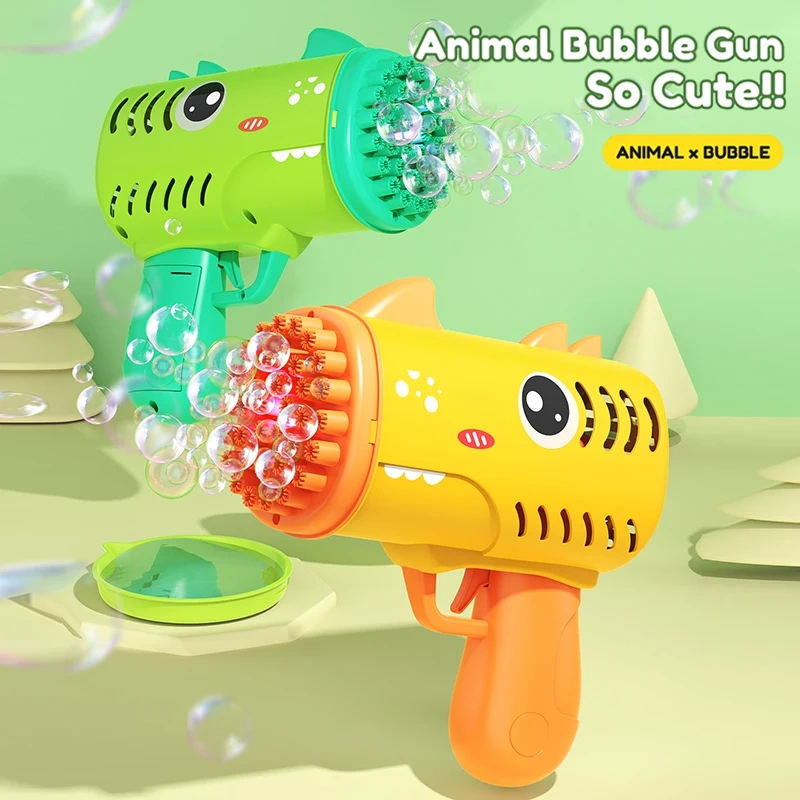 Ponyobaby 35 hole children's handheld bubble blowing toy dinosaur cartoon electric bubble machine Gatling without battery and bubble water