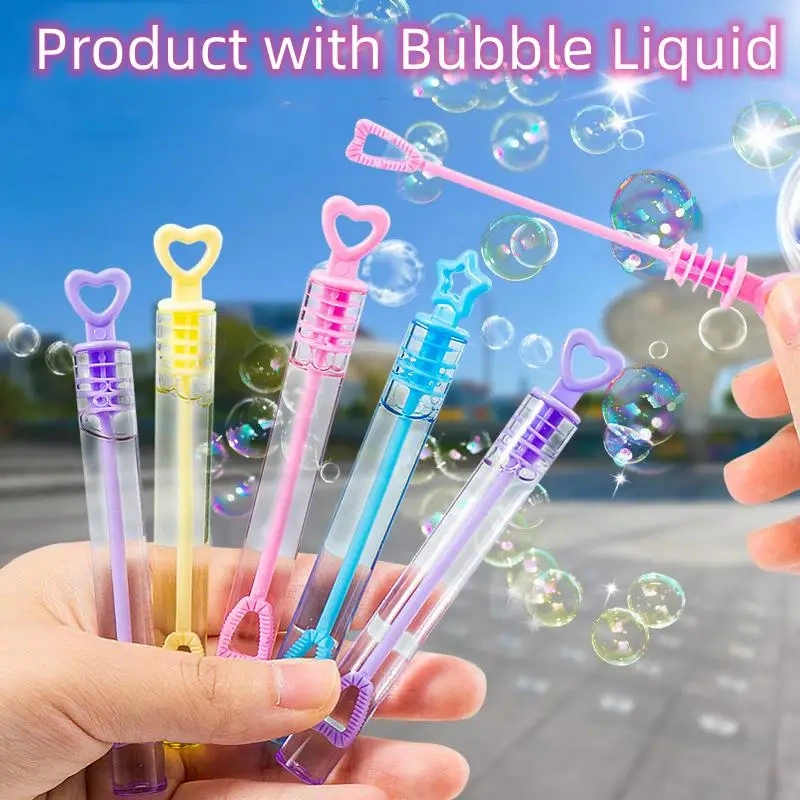 Ponyobaby Children's Bubble Blowing Toy Bubble Water Summer Mini Compact Portable 10CM Small Test Tube Bubble Stick with Bubble Water