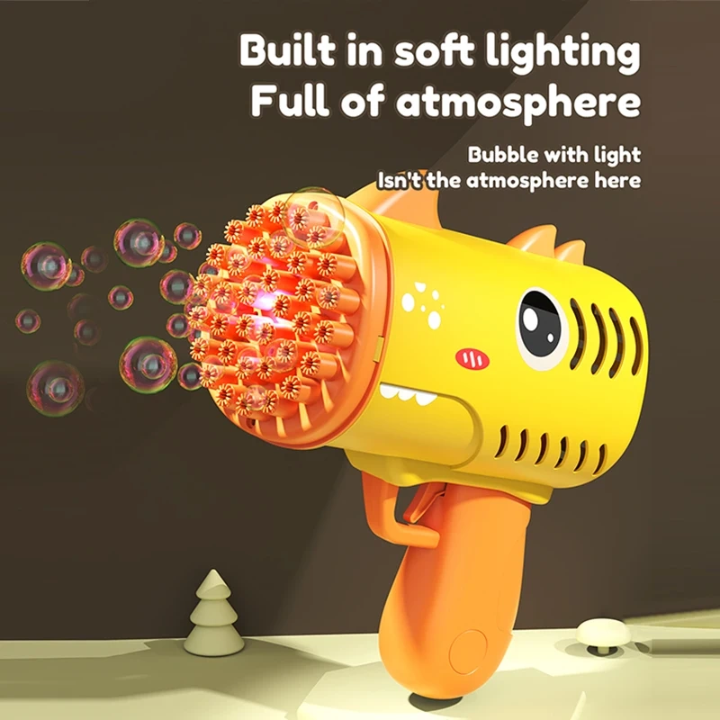Ponyobaby 35 hole children's handheld bubble blowing toy dinosaur cartoon electric bubble machine Gatling without battery and bubble water