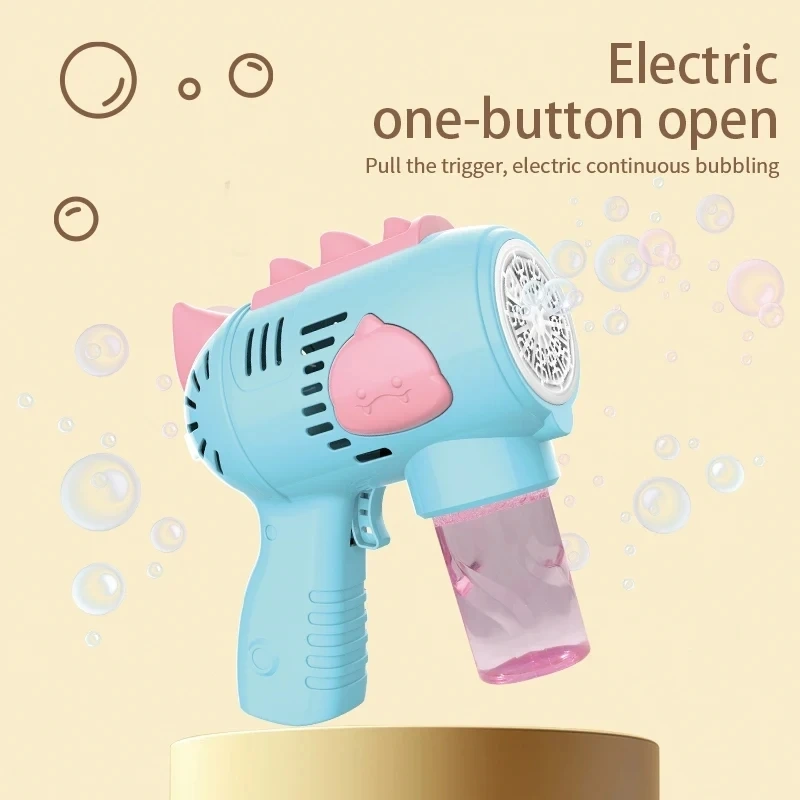Ponyobaby New Dinosaur Electric Automatic Light Bubble Machine Bubble Gun Summer Beach Bathing Outdoor Games Children's Gift Toys