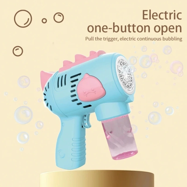Ponyobaby New Dinosaur Electric Automatic Light Bubble Machine Bubble Gun Summer Beach Bathing Outdoor Games Children's Gift Toys