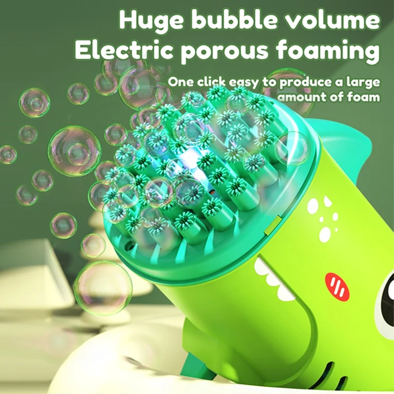 Ponyobaby 35 hole children's handheld bubble blowing toy dinosaur cartoon electric bubble machine Gatling without battery and bubble water