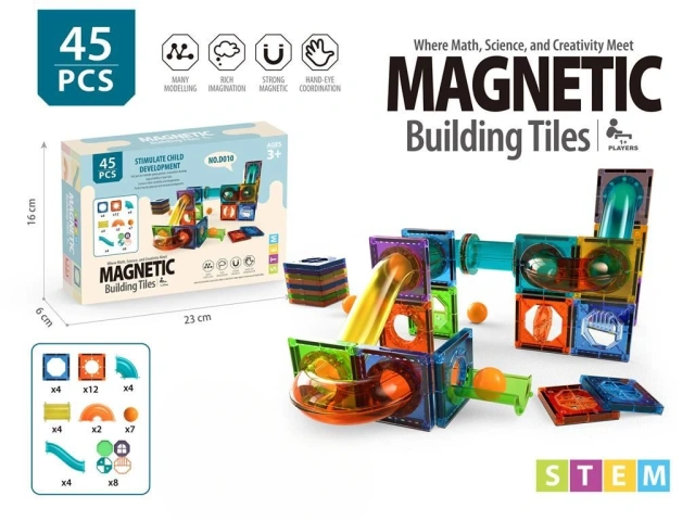 Ponyobaby Magnetic Building Blocks STEM Toys for Kids, 3D Transparent Educational Magnetic Tiles Learning Toys for Kids  Birthday Gift