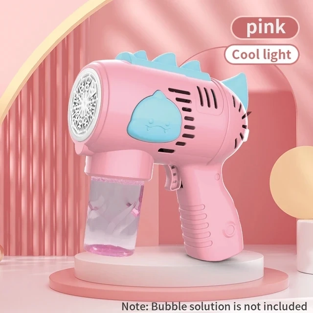 Ponyobaby New Dinosaur Electric Automatic Light Bubble Machine Bubble Gun Summer Beach Bathing Outdoor Games Children's Gift Toys