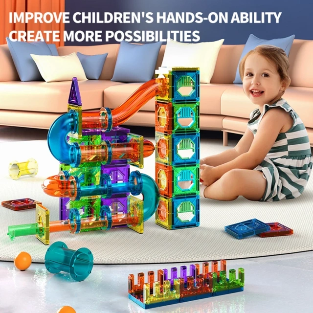 Ponyobaby Magnetic Building Blocks STEM Toys for Kids, 3D Transparent Educational Magnetic Tiles Learning Toys for Kids  Birthday Gift