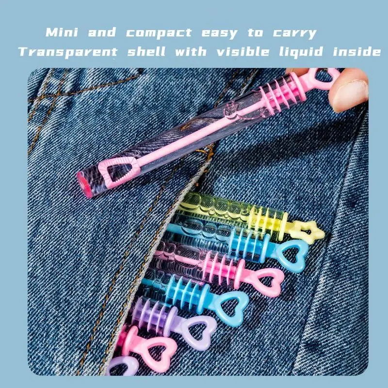 Ponyobaby Children's Bubble Blowing Toy Bubble Water Summer Mini Compact Portable 10CM Small Test Tube Bubble Stick with Bubble Water