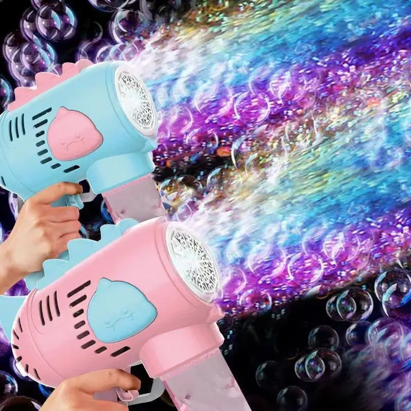 Ponyobaby New Dinosaur Electric Automatic Light Bubble Machine Bubble Gun Summer Beach Bathing Outdoor Games Children's Gift Toys