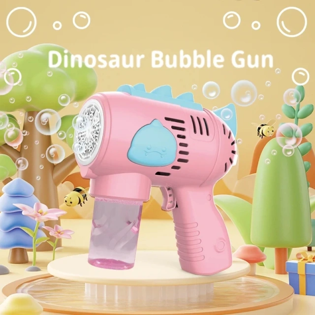 Ponyobaby New Dinosaur Electric Automatic Light Bubble Machine Bubble Gun Summer Beach Bathing Outdoor Games Children's Gift Toys