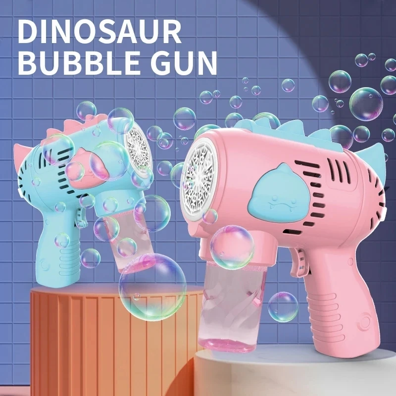 Ponyobaby New Dinosaur Electric Automatic Light Bubble Machine Bubble Gun Summer Beach Bathing Outdoor Games Children's Gift Toys