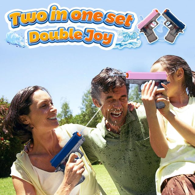 Ponyobaby 2 Pack Water Guns for Kids - Squirt Gun Water Blaster Soaker Water Pistol Toys for Toddlers Child Boys Girls, Ideal Summer Gifts for Swimming Pool Beach Party Outdoor Shooting Game Water Fighting Toy