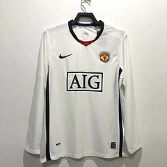 【Retro shirt】D0811#2008/09 Manchester United Away Long Sleeve Jersey League Edition
