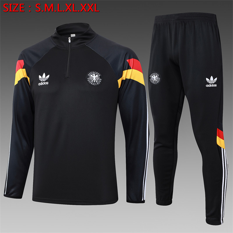 【Adult Training Wear 】B914 # 2425 Half Pull Germany Black (with red and yellow sleeves)